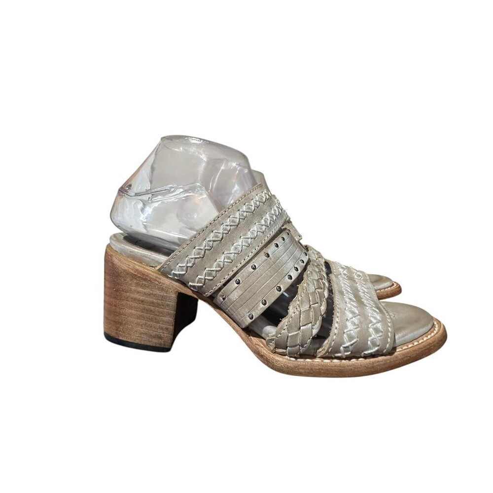Freebird Albuquerque Ivory Leather Boho Block Heeled Sandals Size US 8 Women's